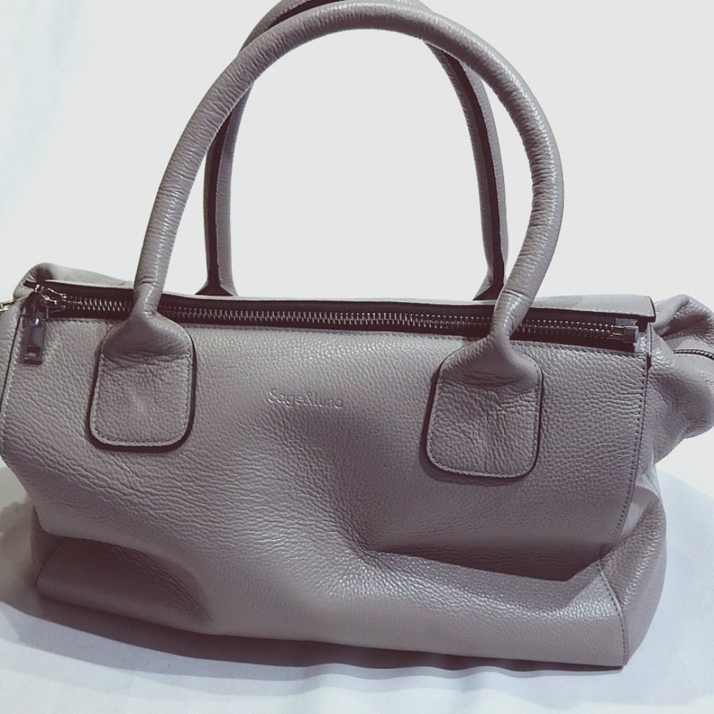Sage & Luna Gray Leather Nappy Bag  (New)